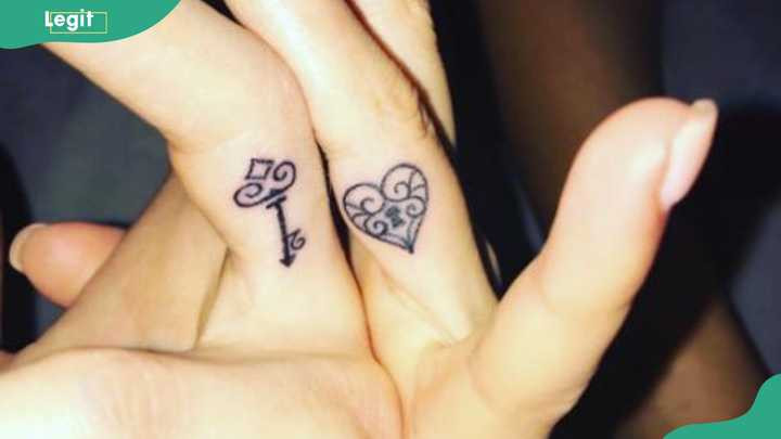 Lock and key 3D tattoo symbolizing a unique bond where partners hold the key to each other's hearts.