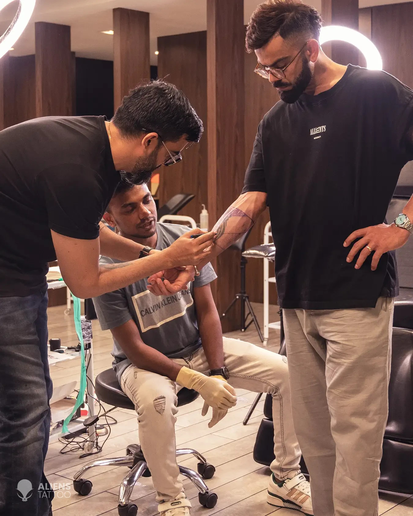 Sunny Bhanushali and Devendra Palav working on Virat Kohli