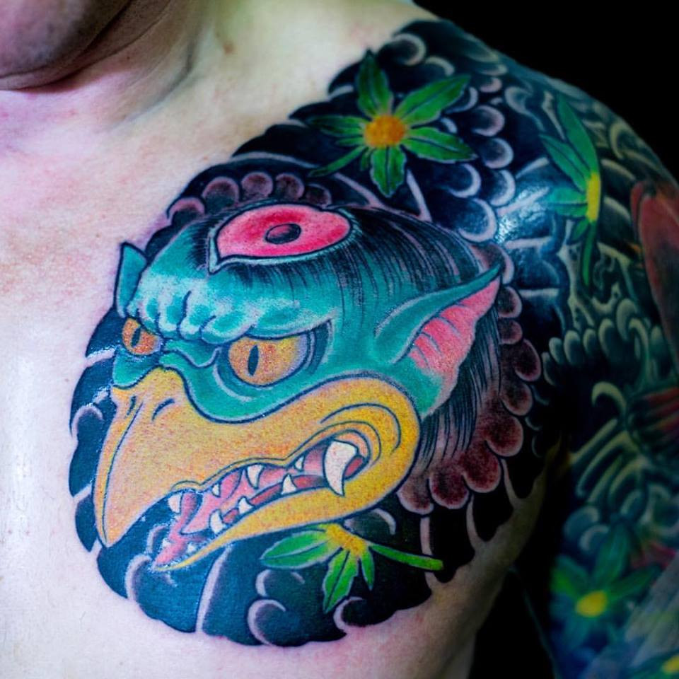 Kappa and Maple Leaves Chest Plate Tattoo by Kian Horisumi Forreal