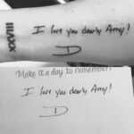 Tattoo reads: I love you dearly.