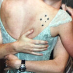 Julie Smith's Southern Cross tattoo on her shoulder, taken on her wedding day.