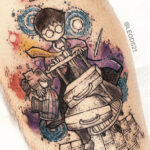 Sketch style Platform 9 3/4 tattoo idea, symbolizing the magical gateway to Hogwarts for Harry Potter fans