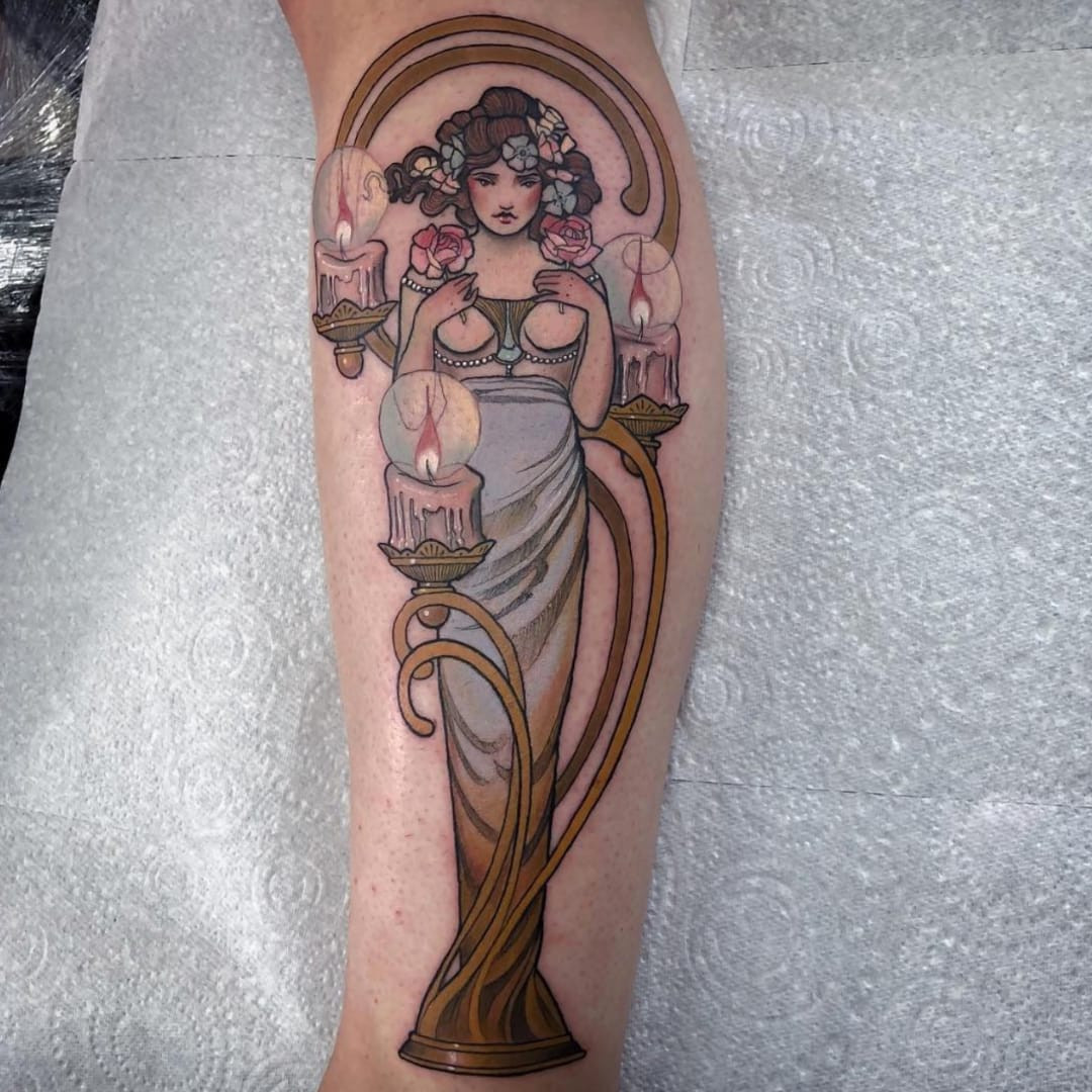 Tattoo by Hannah Flowers #HannahFlowers #NeoTraditionalTattoo #neotraditional #neotrad #artnouveau #artdeco