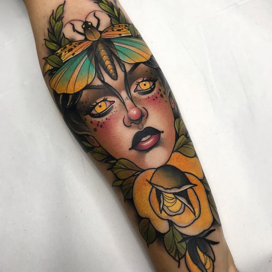 Tattoo by Deborah Cherrys #DeborahCherrys #NeoTraditionalTattoo #neotraditional #neotrad #artnouveau #artdeco