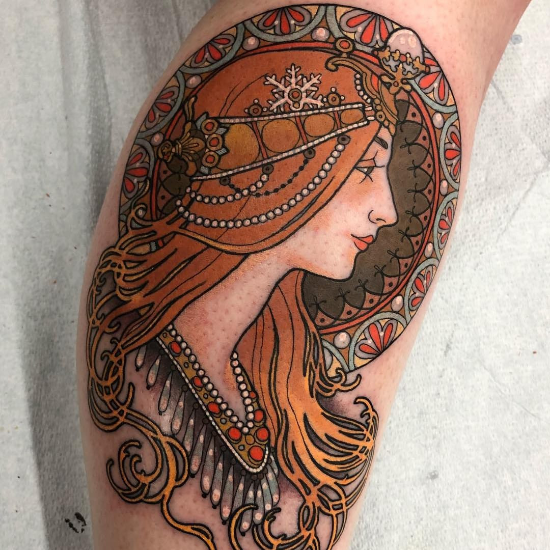 Tattoo by Arielle Gagnon #ArielleGagnon #NeoTraditionalTattoo #neotraditional #neotrad #artnouveau #artdeco