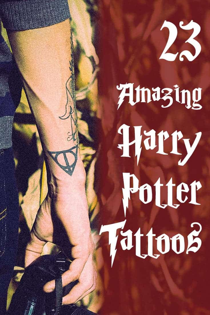 Gryffindor colors and Deathly Hallows symbol tattoo, a bold and spirited Harry Potter design