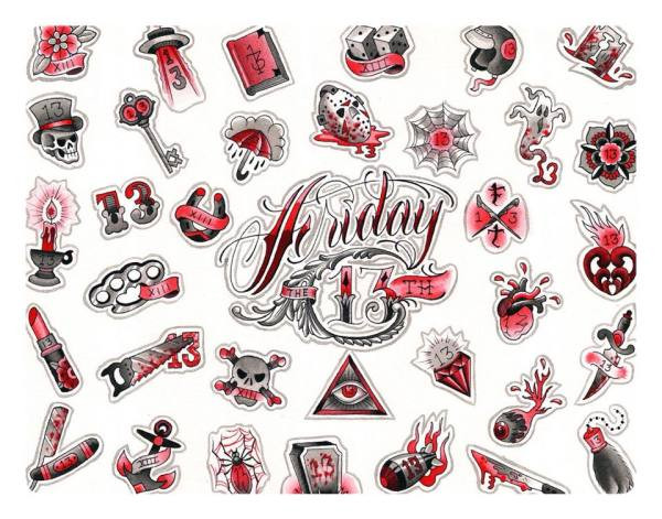 Variety of Friday the 13th Flash Tattoo Designs for Spontaneous Ink