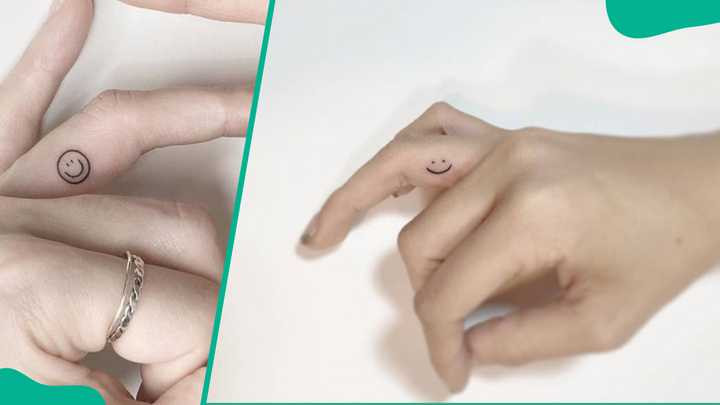 Smiley face ring tattoo for a joyful and positive expression of love.