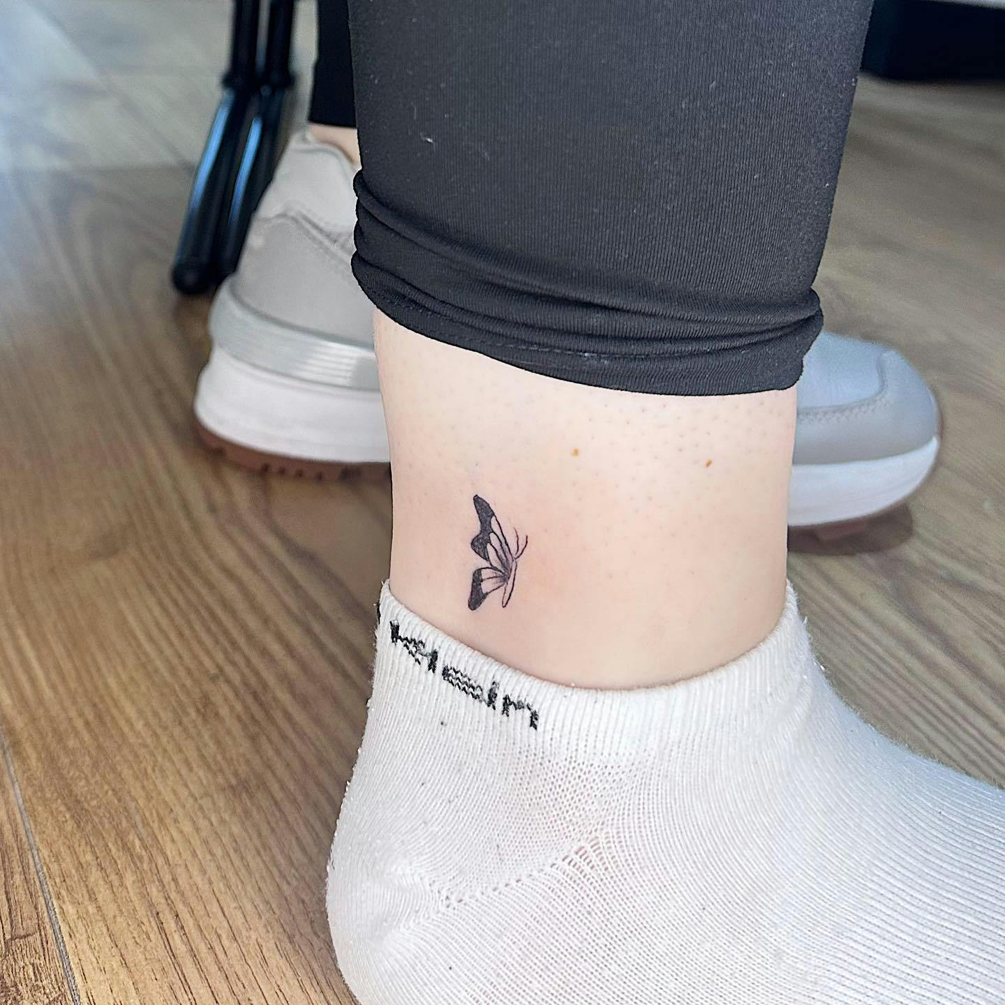 Butterfly ankle tattoo for girls