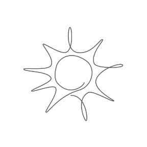 One line sun tattoo design for advanced line control