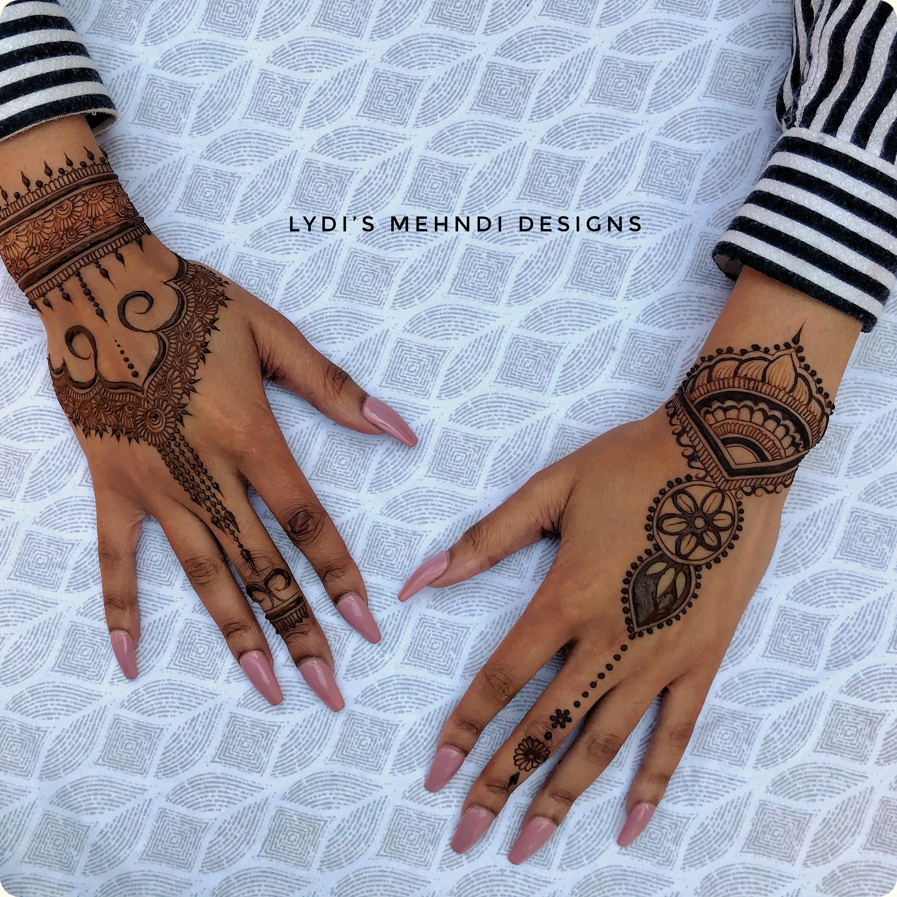 Intricate henna tattoo design on hand, showcasing the beauty of temporary body art.