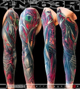 Biomech tattoo sleeve masterfully done by Jerry Magni one of the best Italian tattoo artist