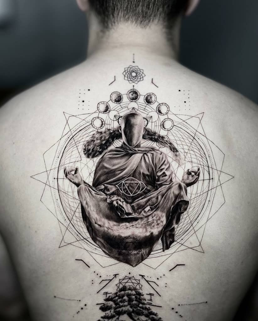 Back sacred geometry tattoo