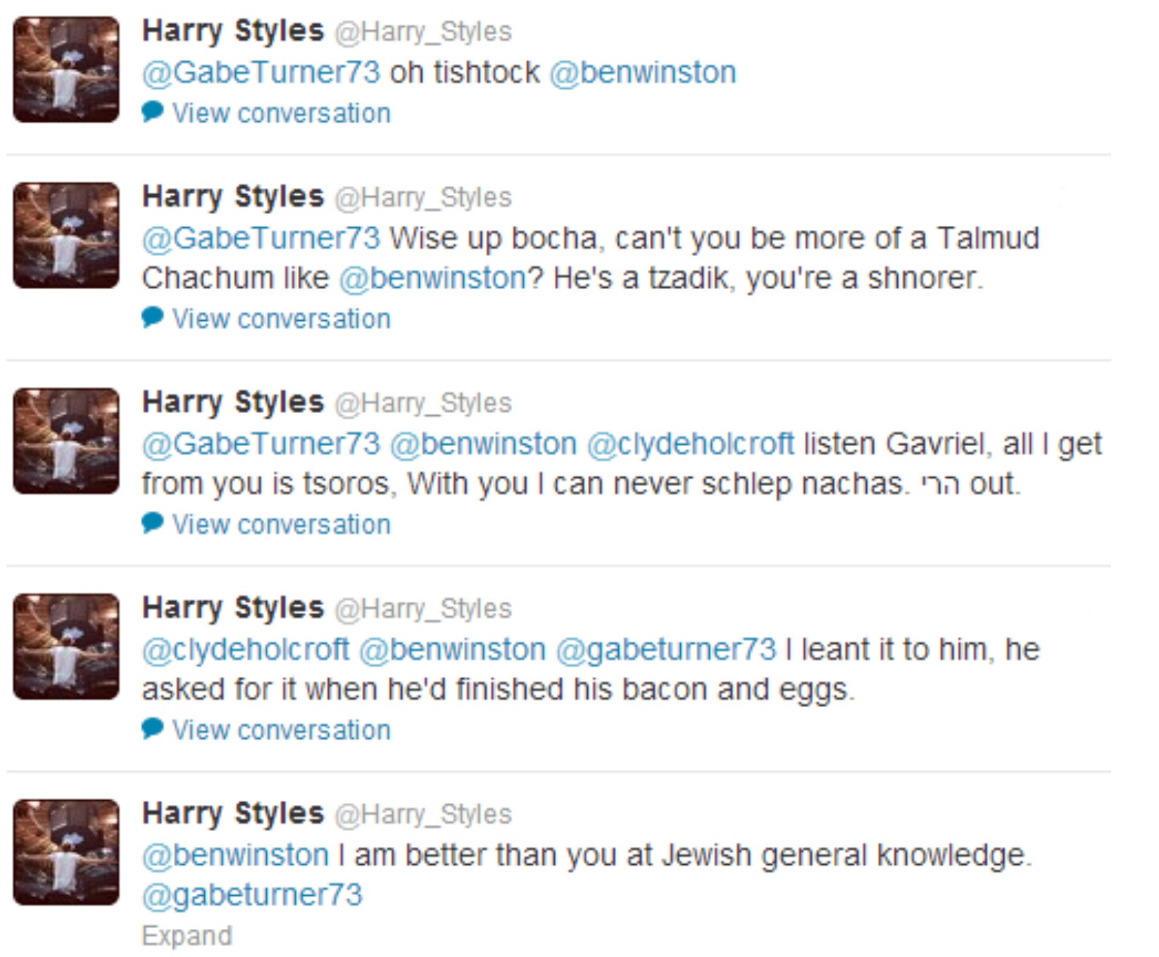 Harry Styles Yiddish Tweet