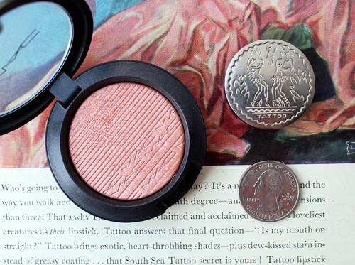 A Tattoo rouge product shown to emphasize its small size relative to contemporary blush products