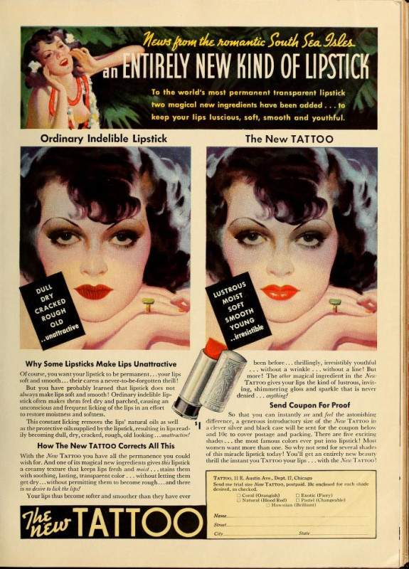 1936-37 Tattoo advertisement further demonstrating the brand's reliance on racist and stereotypical depictions