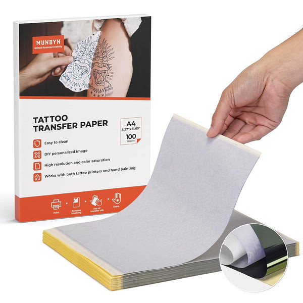 Close-up of tattoo transfer paper layers