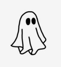 Simple ghost cartoon tattoo design, beginner-friendly outline practice