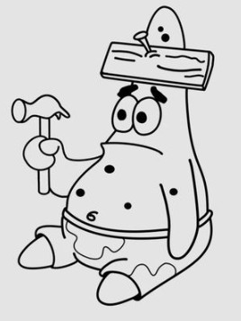 Simple Patrick Star cartoon character tattoo design for practice beginners