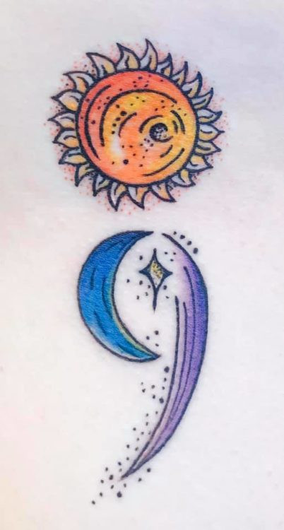 Semicolon sun rise tattoo