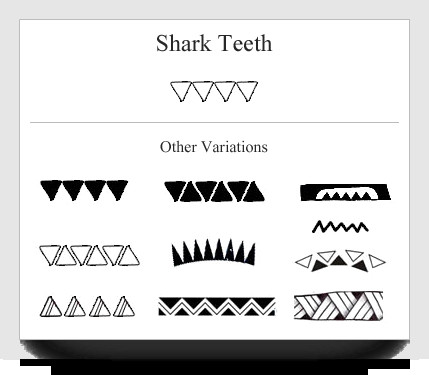 Shark teeth tribal tattoo symbol representing strength and protection