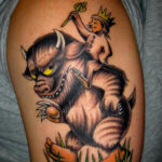 Flash art displayed at Da Vinci Tattoo Studio in Long Island, featuring a piece titled 'All The Wild Things' by artist Shaun. Tattoo shops often showcase flash art for inspiration.