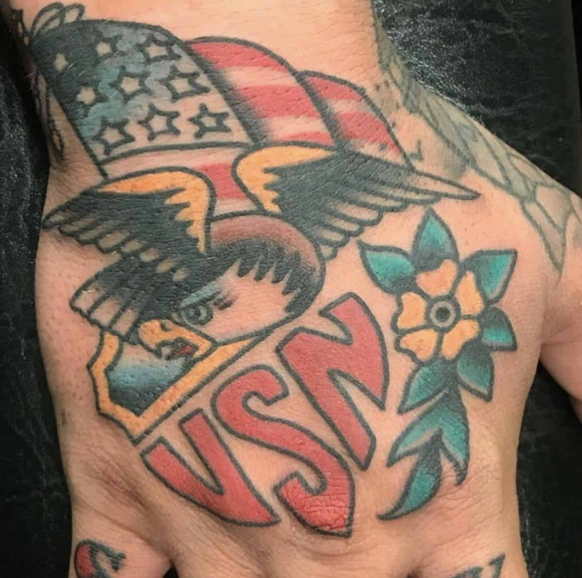 American Flag Hand Tattoo