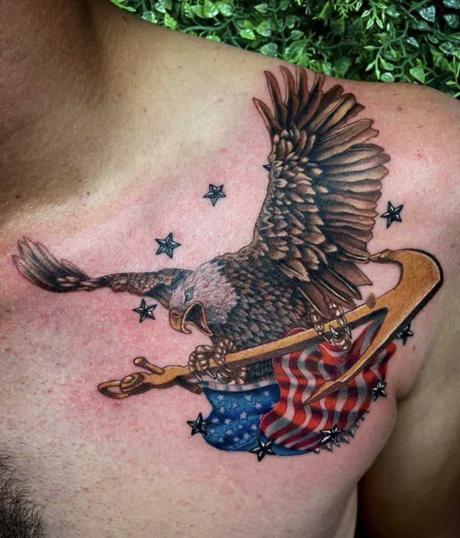 American Flag Neck Tattoo