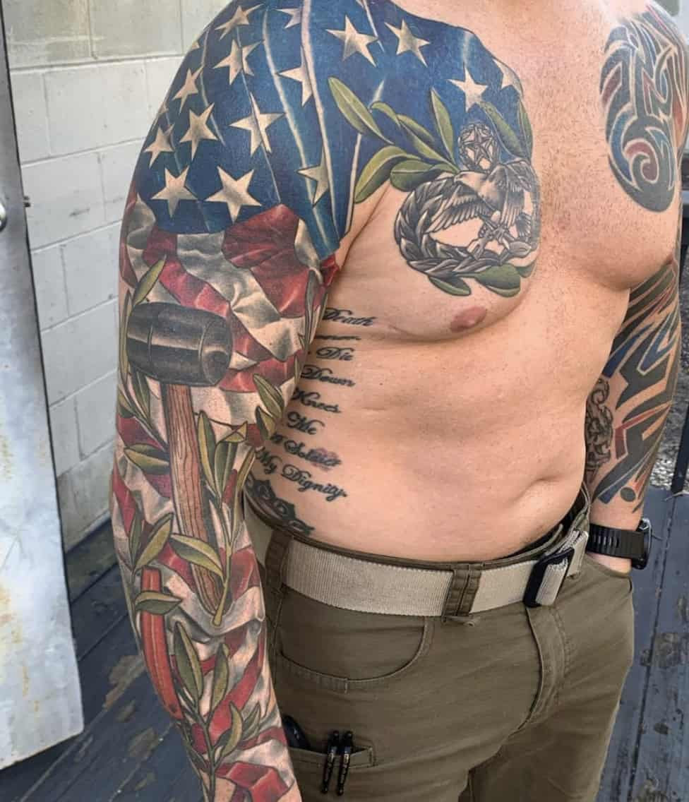 American Flag Sleeve Tattoo