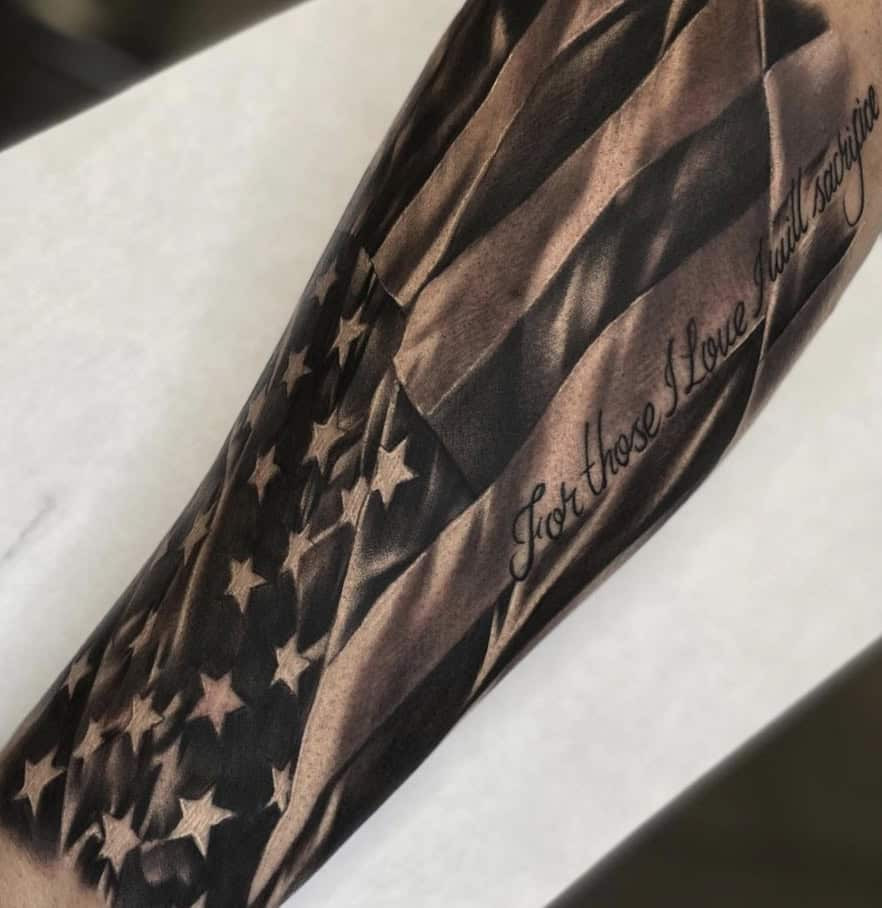 Black American Flag Tattoo