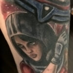 Finished Athena tattoo showcasing detailed linework