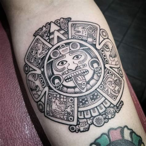 Detailed Aztec Calendar Tattoo Example