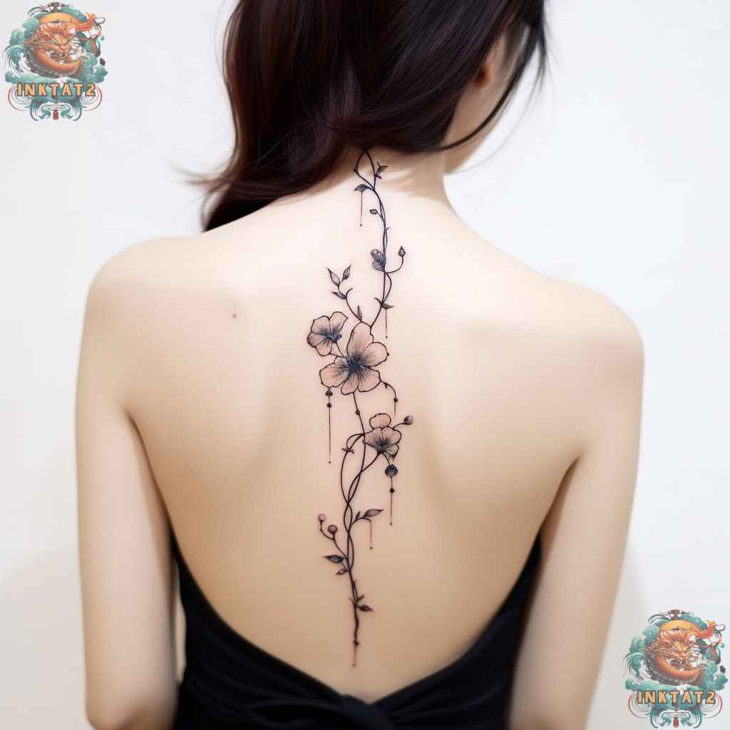 Creative and unique spine tattoo placement, demonstrating the artistic freedom within baddie tattoo culture.