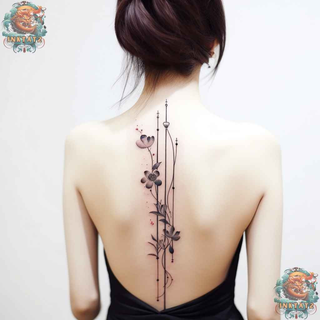 Elegant and simple spine tattoo, demonstrating minimalist baddie aesthetic.