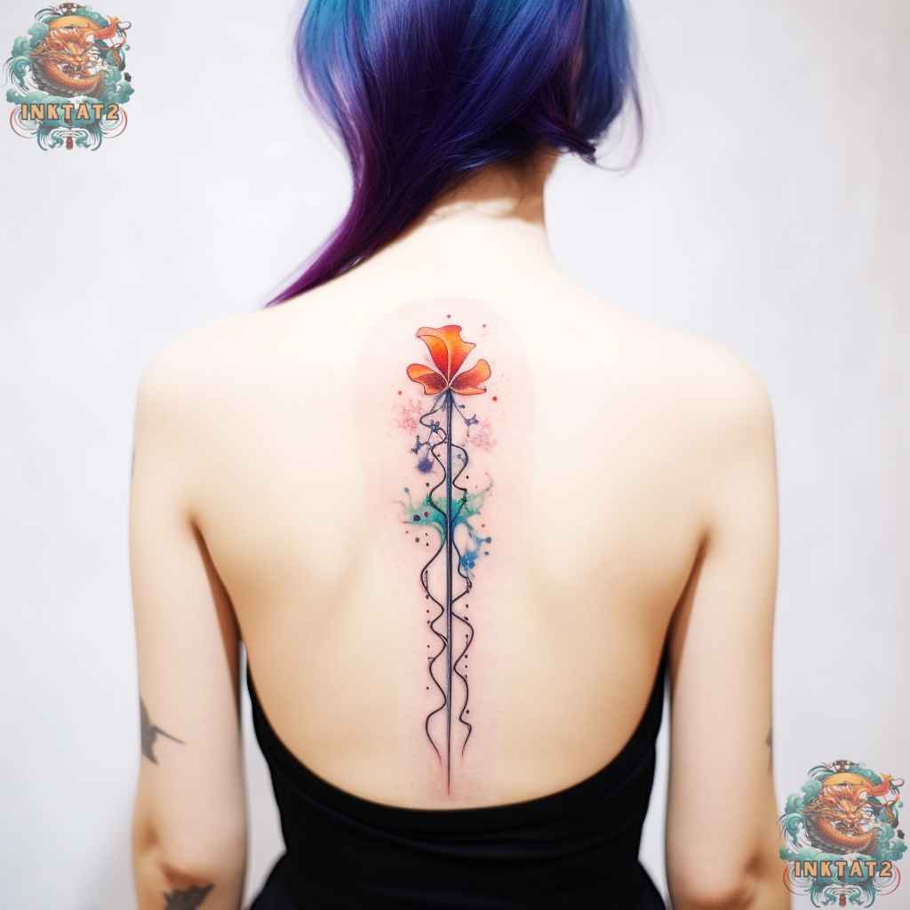 Intricate mandala spine tattoo art, blending spiritual symbolism with baddie aesthetic.