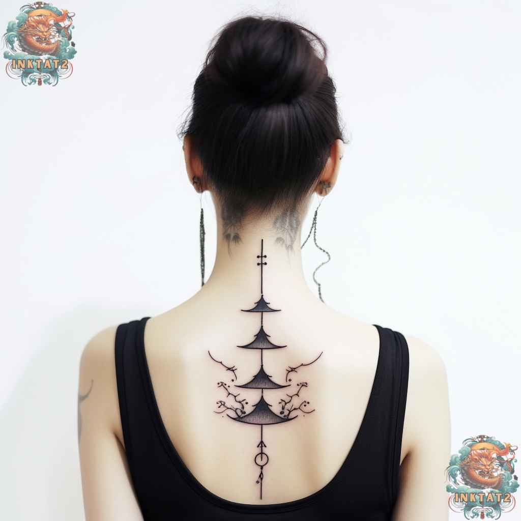 Matching spine tattoos, symbolizing female friendship and shared baddie aesthetic.