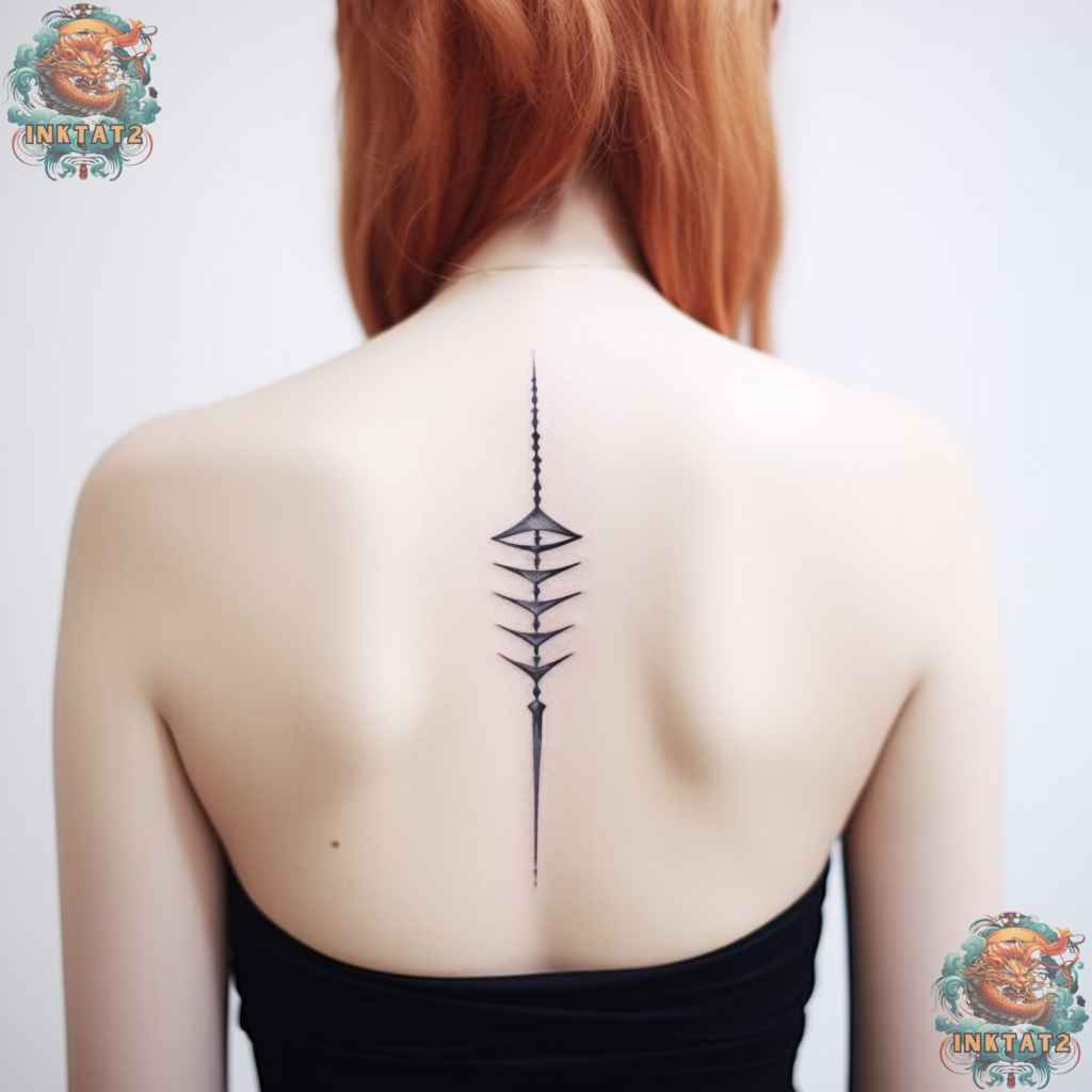 Artistic and flowing spine tattoo, embodying the grace and boldness of baddie feminine tattoos.