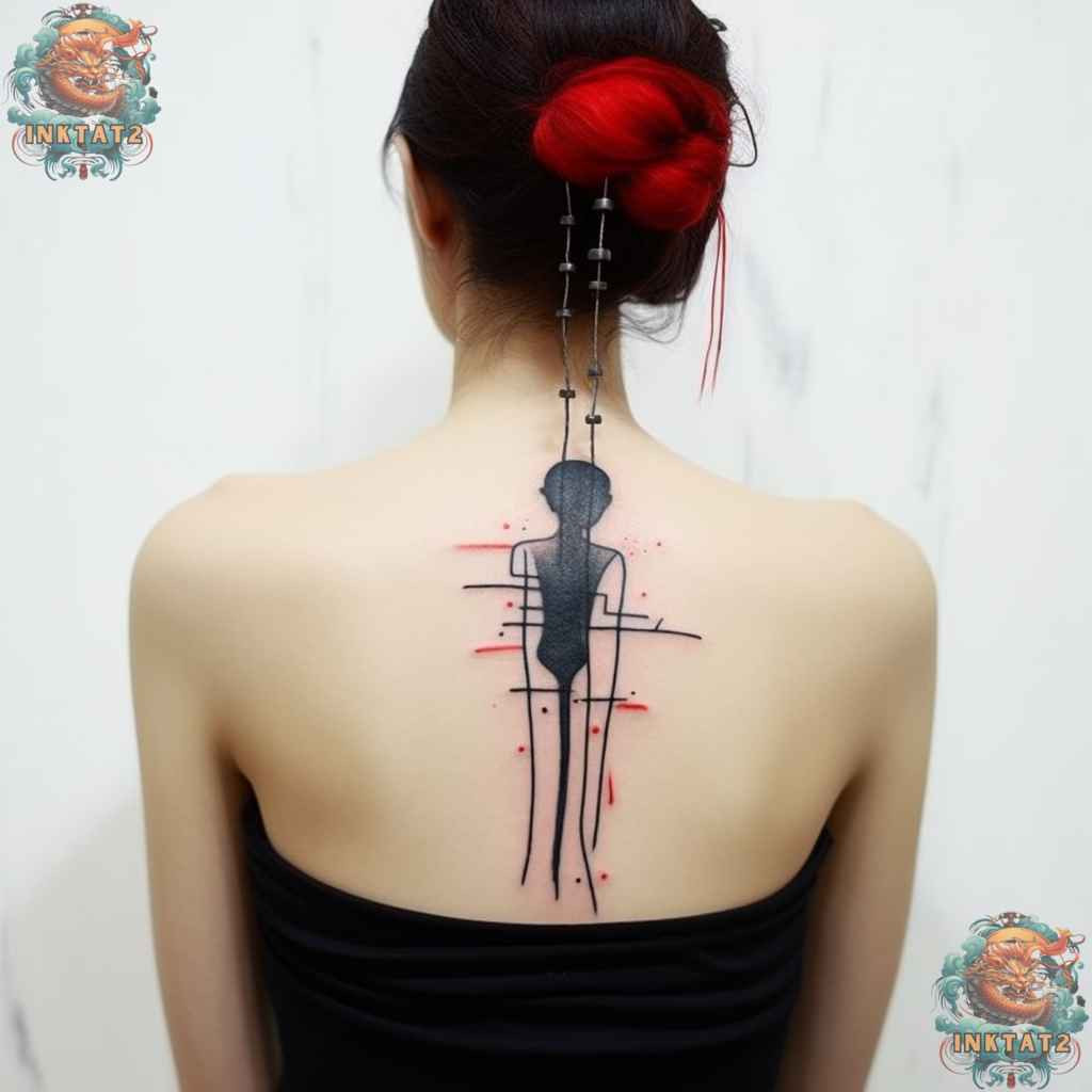 Lotus flower spine tattoo, symbolizing purity and spiritual baddie essence.