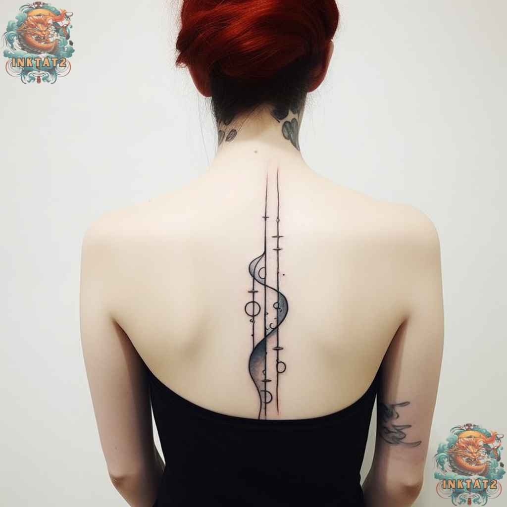 Tribal inspired spine tattoo, representing cultural roots and baddie strength.