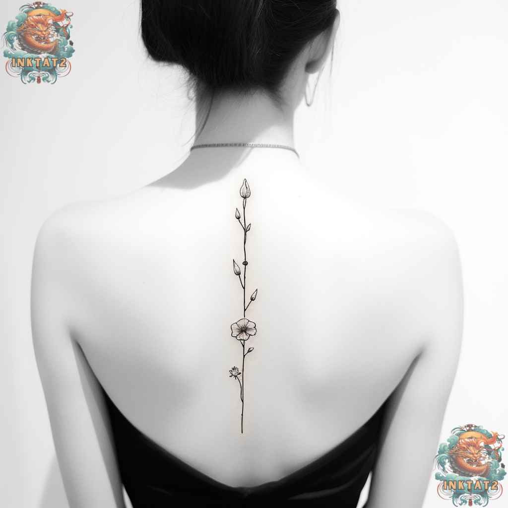Sun and moon spine tattoo, a celestial and balanced baddie tattoo design.