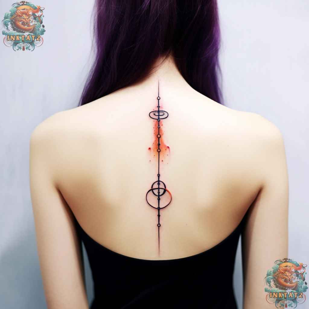 Watercolor style spine tattoo, a vibrant and artistic baddie tattoo trend.
