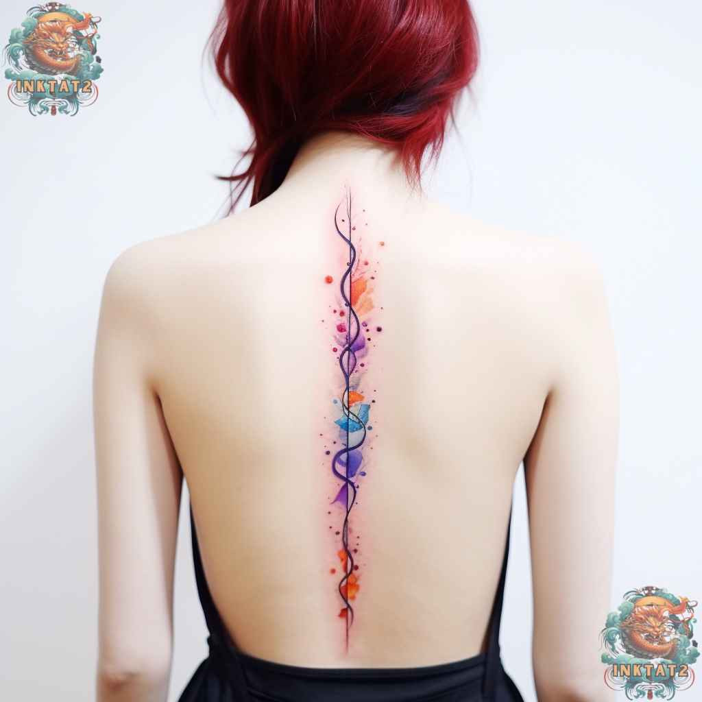 Constellation spine tattoo, a celestial and personalizable baddie tattoo idea.