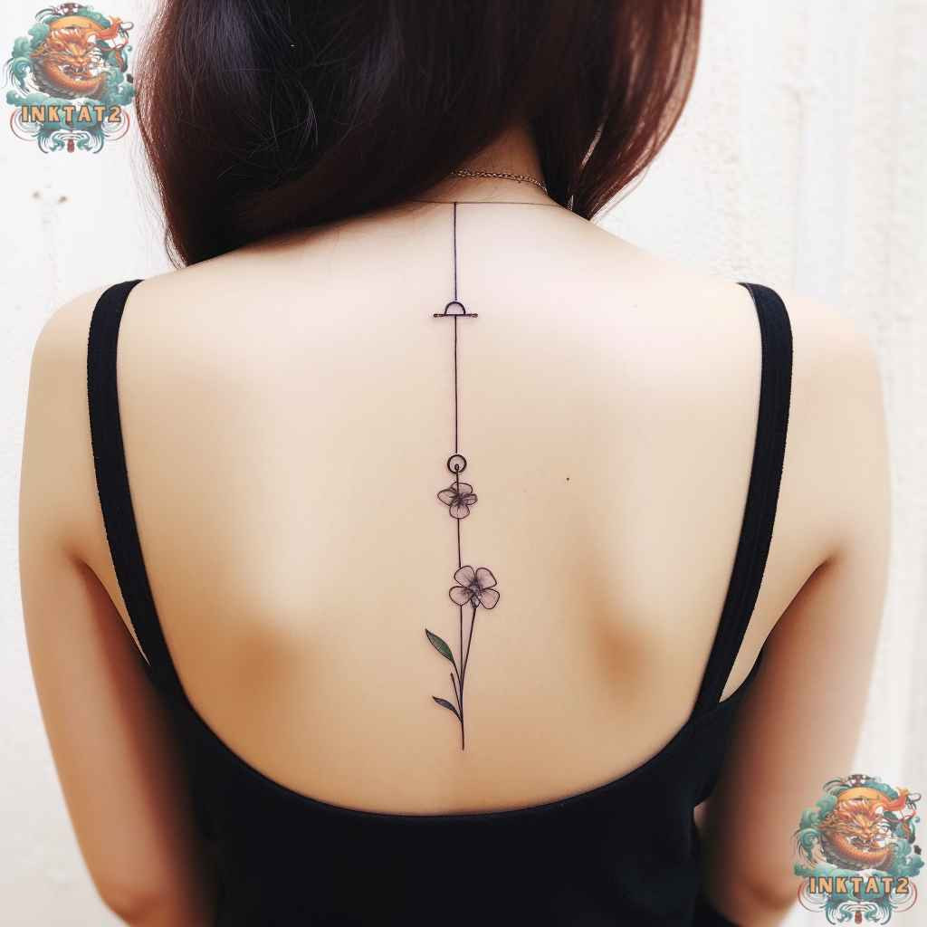Geometric animal head spine tattoo, a symbolic and modern baddie tattoo.
