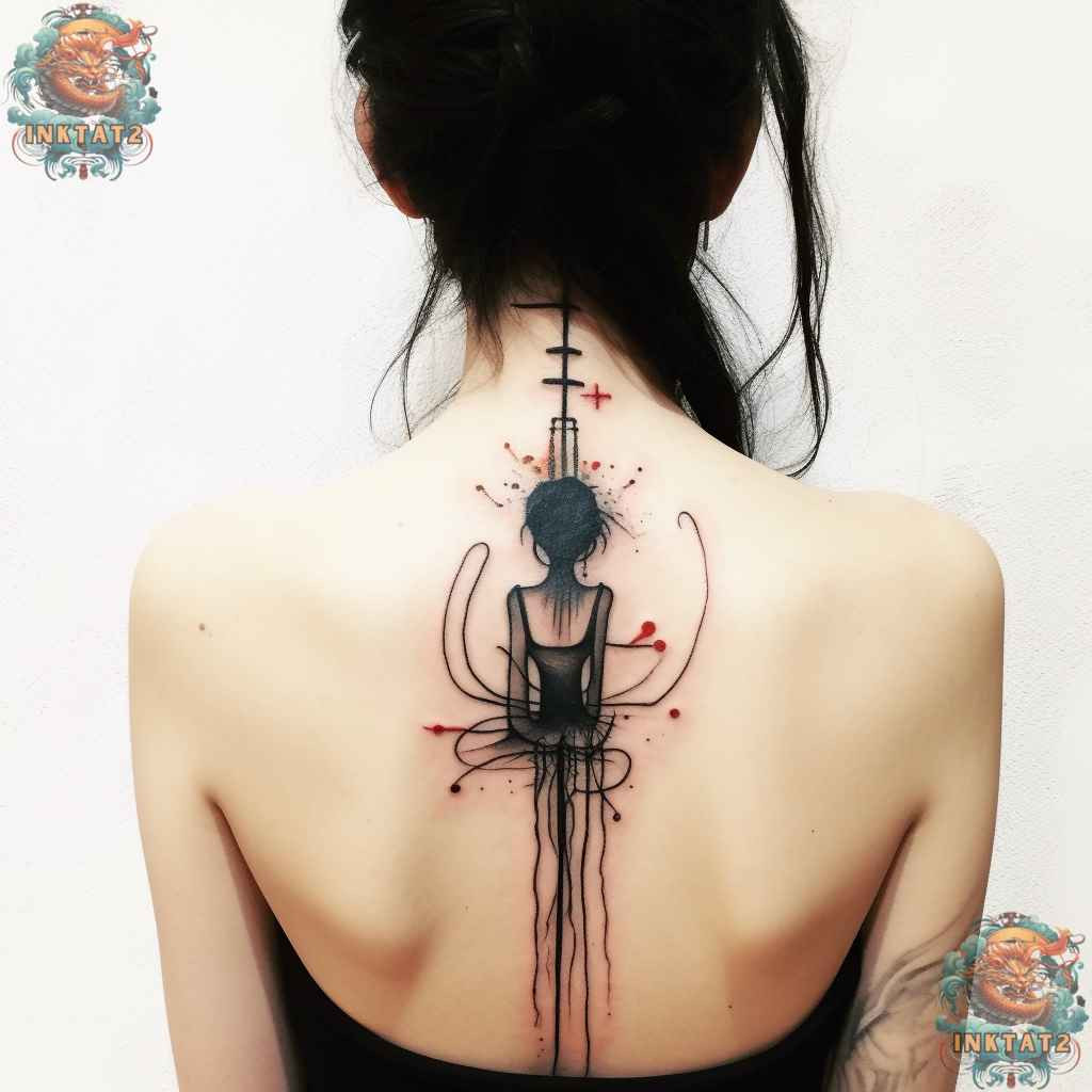 Lace spine tattoo, a delicate and sensual baddie tattoo option.