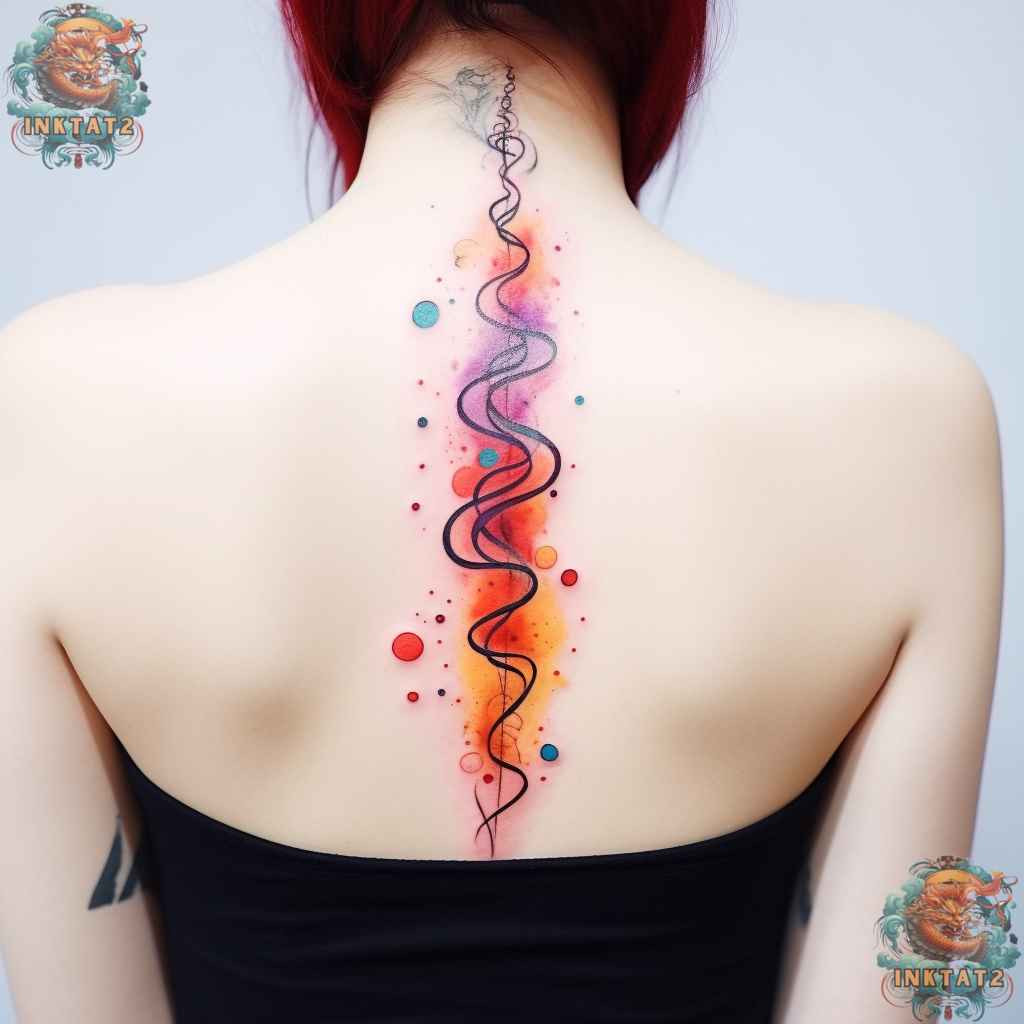 Vine and leaf spine tattoo, a natural and flowing baddie feminine design.
