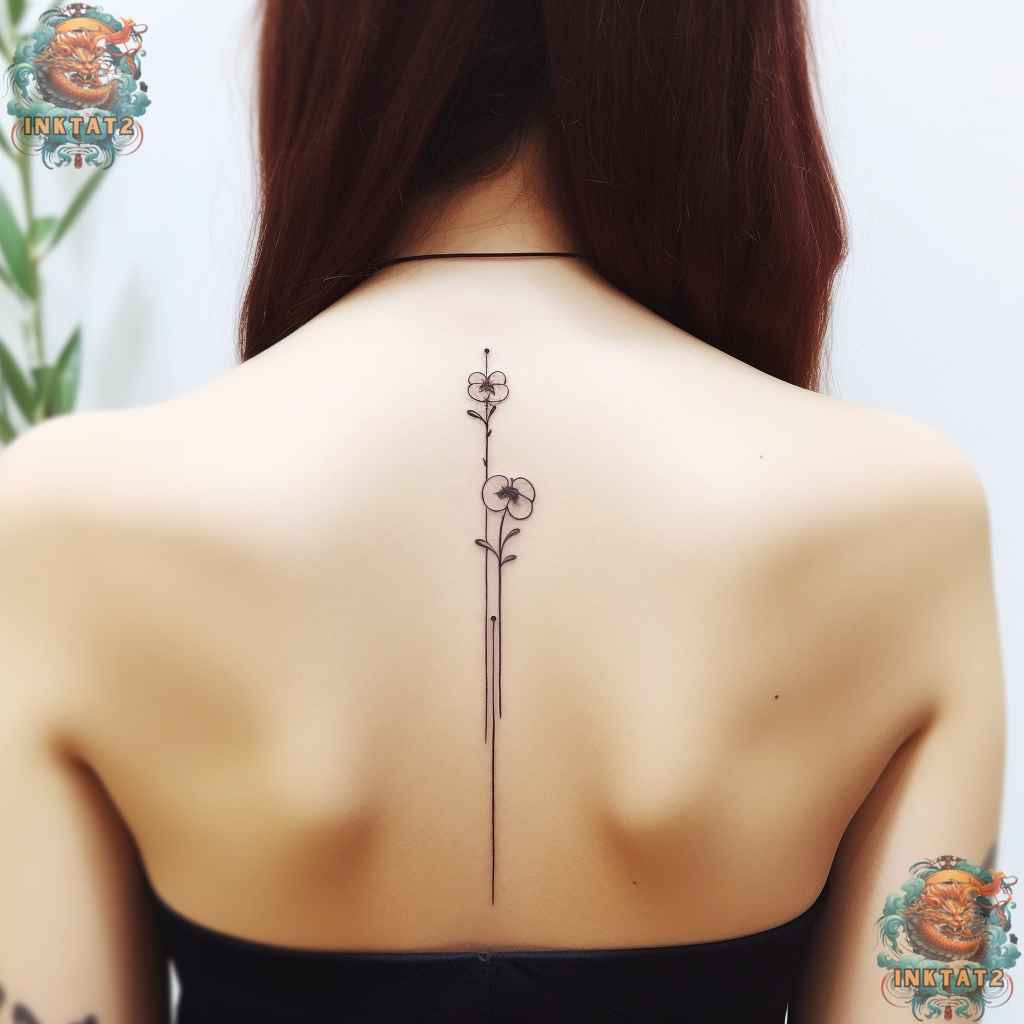 Feather spine tattoo for women, a delicate and graceful baddie tattoo idea.
