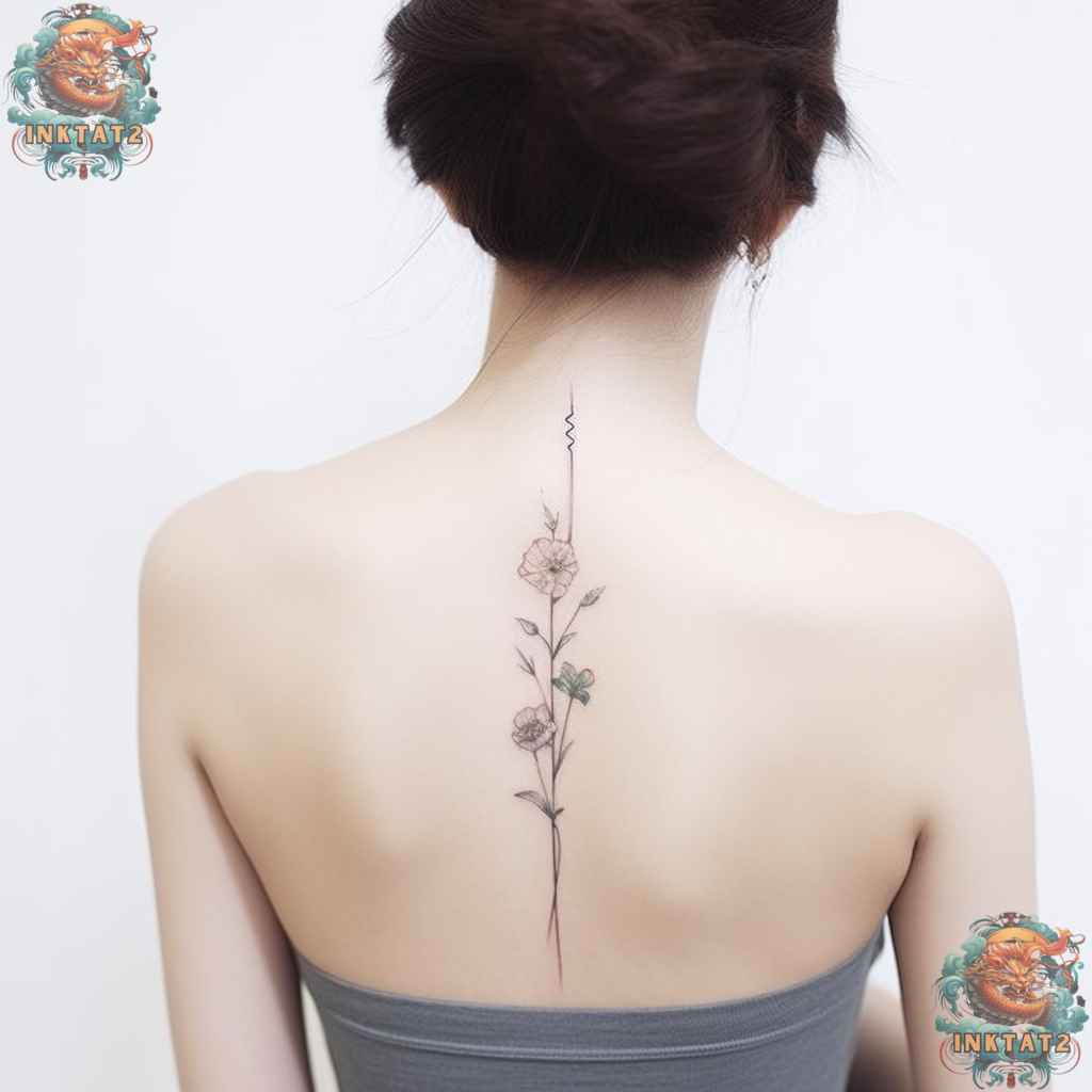 Geometric pattern spine tattoo, showcasing modern and edgy baddie tattoo style.