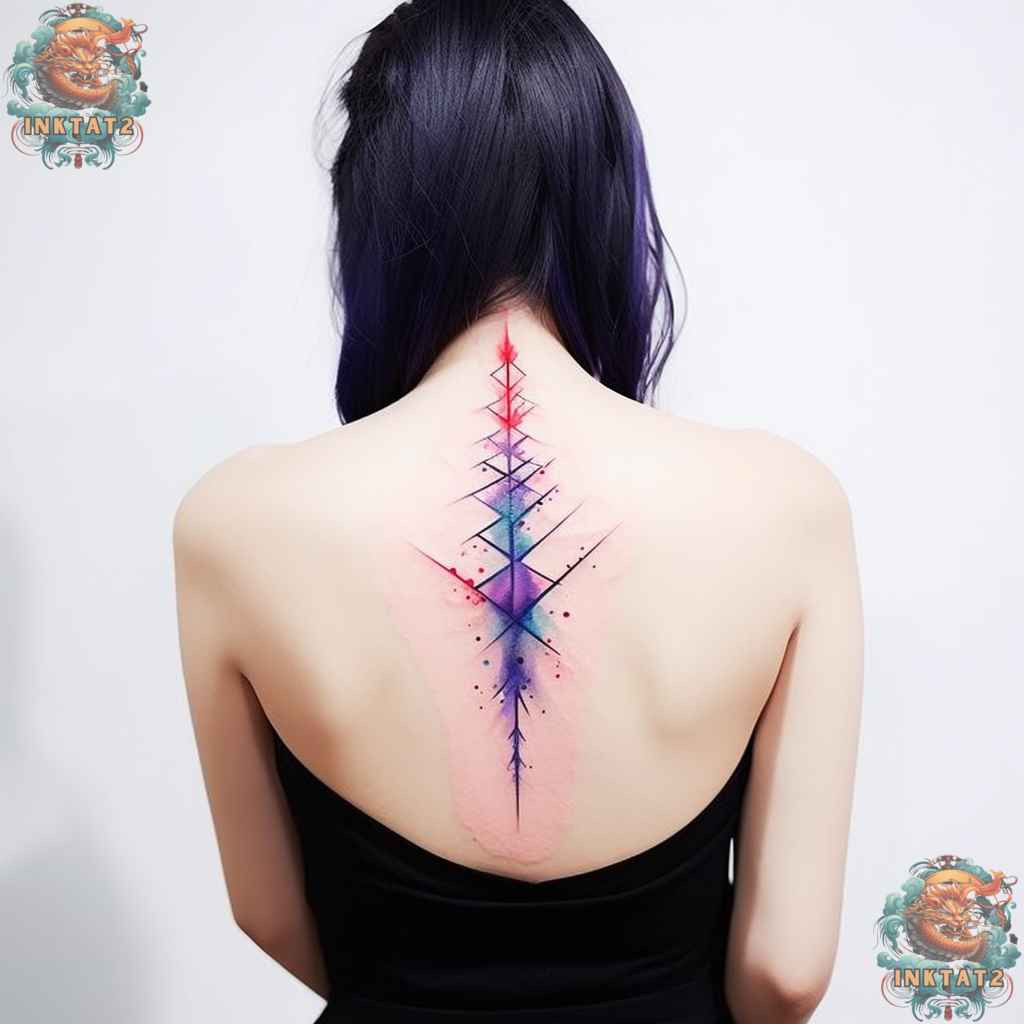 Delicate and detailed spine tattoo for women, blending elegance with baddie style.