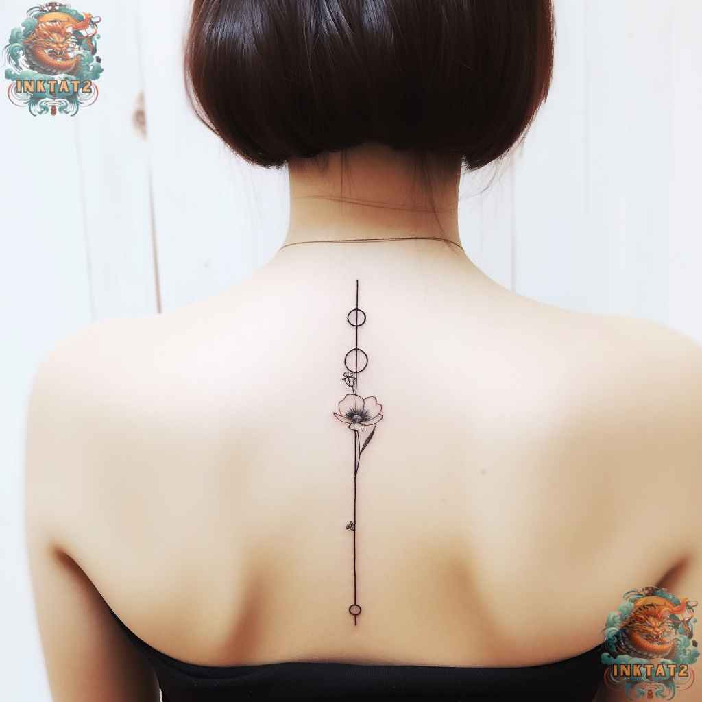 Elegant floral spine tattoo, a feminine and graceful baddie tattoo option.