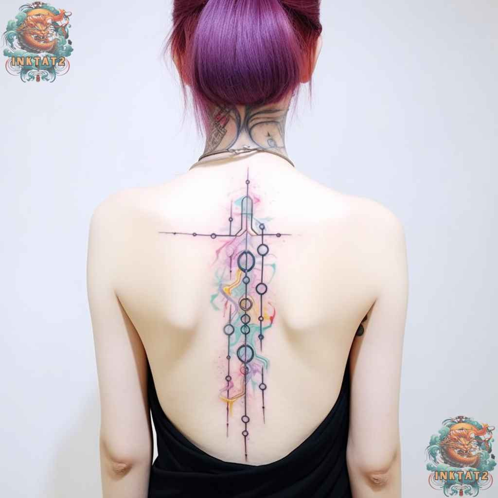 Celestial star spine tattoo, symbolizing cosmic connection and baddie aspiration.